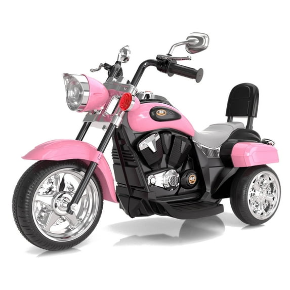 XJD Kids Electric Motorcycle, 6V Battery Powered Ride on Chopper Motorcycle with Horn, Headlights, 3 Wheels Electric Motorcycle for Children, Pink