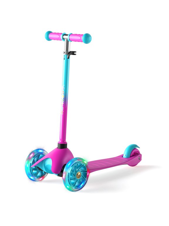 3 Wheel Kick Scooter for Kids 2-5 Years Max Weight 20KG/44LB, Toddler Scooter with Adjustable Height Light up LED Wheels, Best Gift for Boys Girls Outdoor Activities, Pink