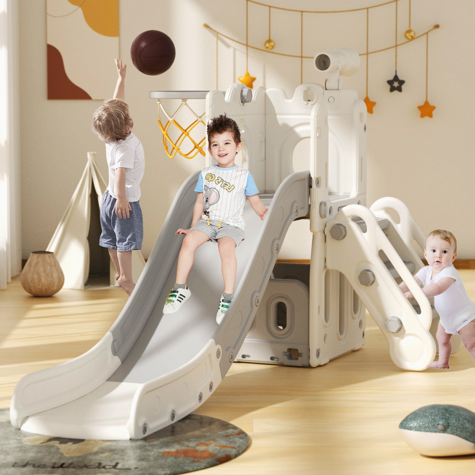 XJD Kids Slide for Toddlers Age 1-3 Indoor Baby Plastic Slide Outdoor ...
