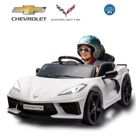 XJD Chevrolet Corvette Kids Powered Ride-Ons with Remote Controller, White