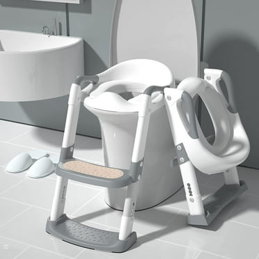 XJD Potty Training Toilet Seat for Toddlers,kids Folding Potty Seat with Ladders Steps Stools,Grey