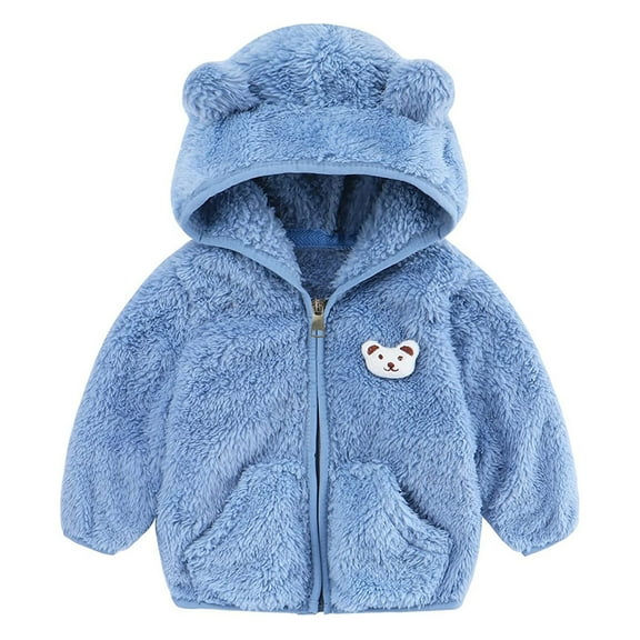XJDJHC Baby Boys Girls Jackets Zip Up Hooded Cute Bear Fuzzy Coats Outwear Lined Coat Winter Warm Hoodie 0-6 Months