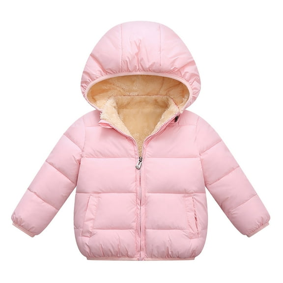 XJDJHC Baby Girl Boy Winter Puffer Jackets Kids Solid Color Hooded Windproof Outerwear Warm Lined Padded Snowsuit Coats 12-18 Months