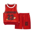 thumbnail image 1 of XJDJHC Boys Summer Beach Outfits Clothes Kids Sports Shorts Sets Boys Jerseyss Tracksuit 2 Piece Basketball Performance Tank Top And Mesh Shorts Set Fashion Streetwear 2-3 Years, 1 of 3