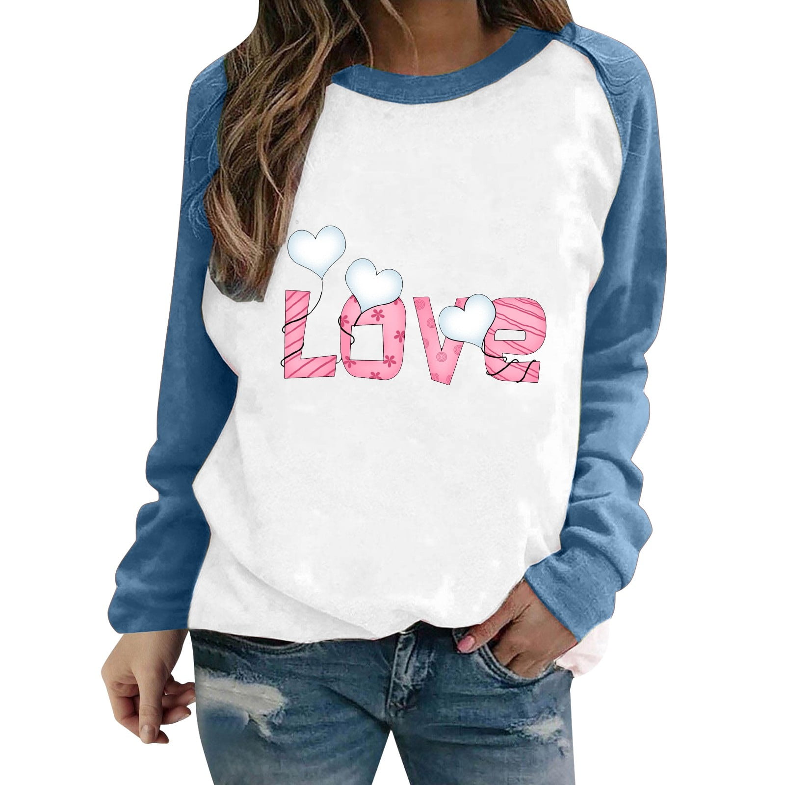 XJDJHC Crewneck Sweatshirts for Women Valentine's Day Fun Print Raglan Sleeves Round Neck Hatless Casual Hoodie Top 3 Loose Pullover - Walmart.com XJDJHC Crewneck Sweatshirts for Women Valentine's Day Fun Print Raglan Sleeves Round Neck Hatless Casual Hoodie Top 3 Loose Pullover - Walmart.com