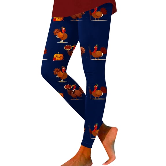 XJDJHC Leggings For Women Thanksgiving Turkey Pumpkin Print Gym Tights Holiday Athletic Running Yoga Pants