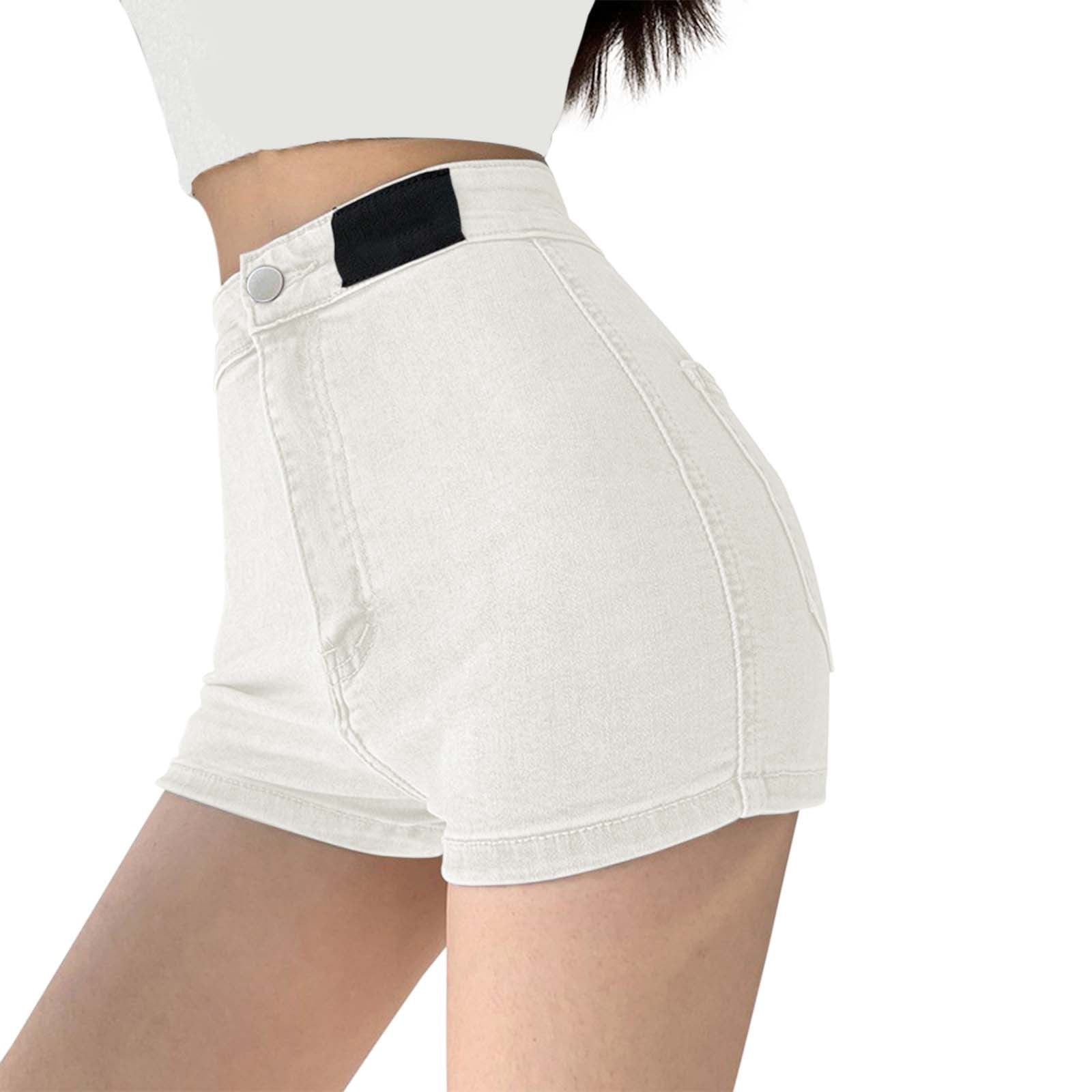 Women's Cream Cotton Slim Fit Hot Pants Shorts