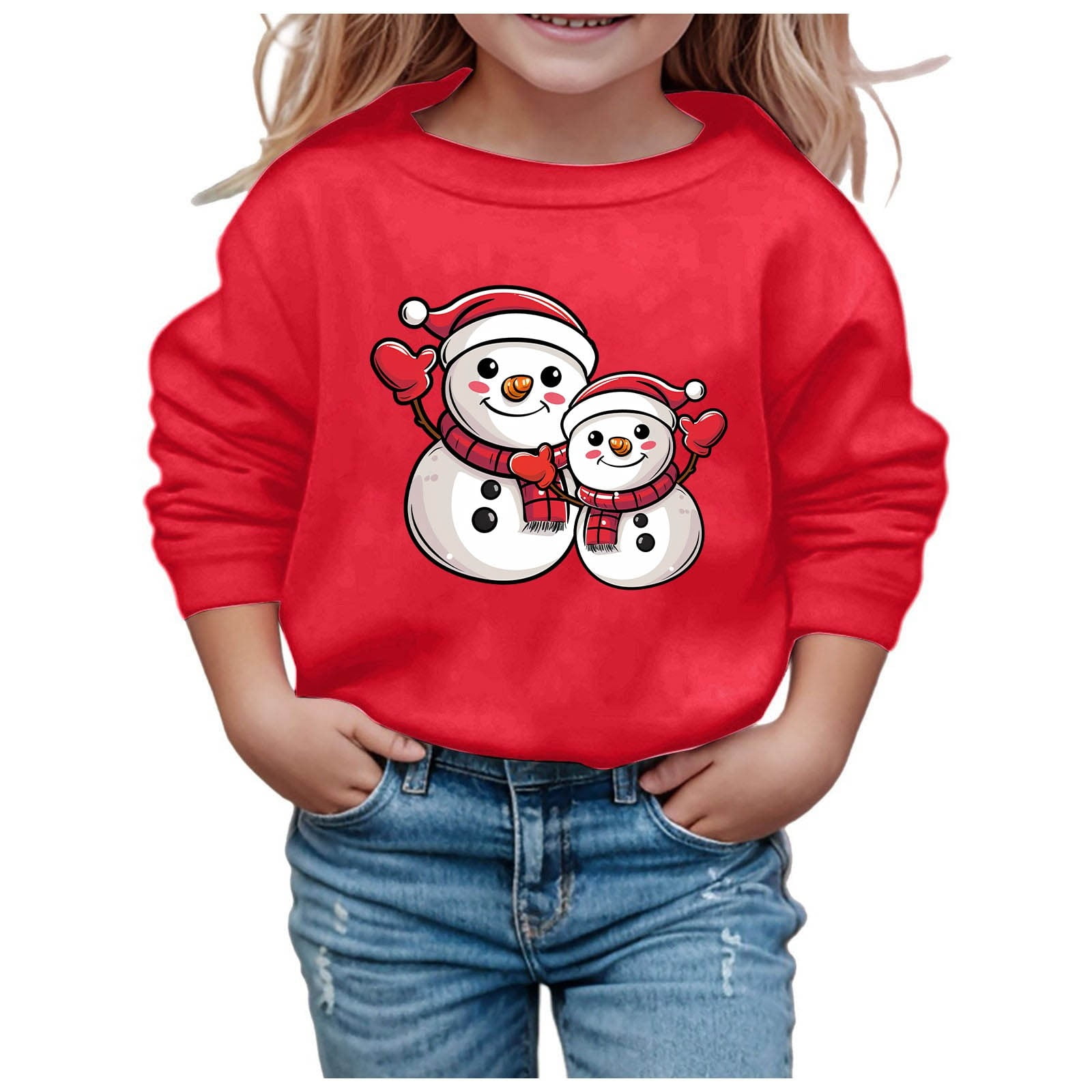 Festive Snowman Cotton Pullover Sweatshirt for Kids