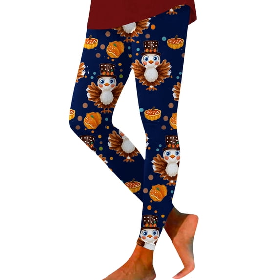 XJDJHC Women Thanksgiving Leggings Turkey Day Pumpkin High Waist Tight Pants Soft Stretchy Workout Plus Size Yoga Trousers