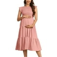 thumbnail image 1 of XJDJHC Women's Materntiy Dress Maternity Casual Short Sleeve Crew Neckdress Pregnant Bohemian Solid Color Flowy Maxi Dresses Tiered Womens Dresses, 1 of 6