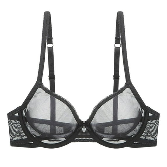 XJDJHC Womens Bras Fully See Through Ladies Underwear Mesh Bra See Through Soft Steel Ring Breathable Sexy Bra Classic