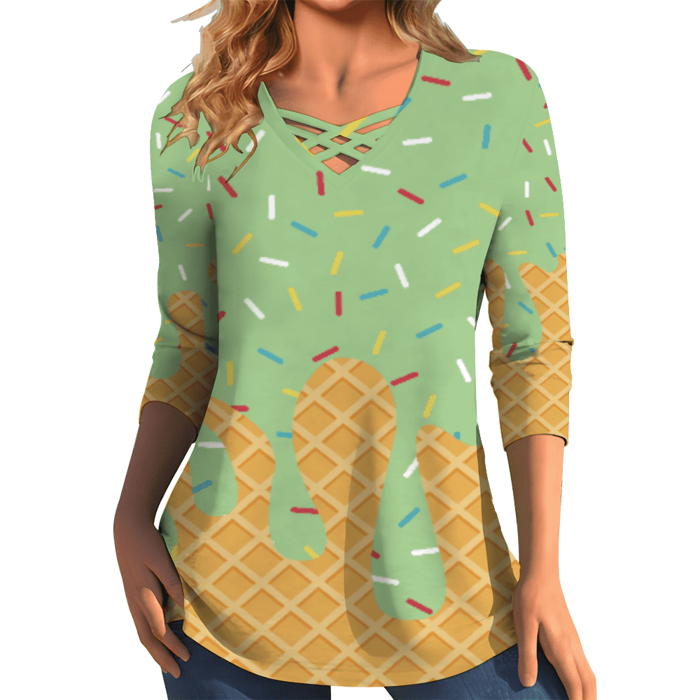 XJDJHC Womens Tops Casual Summer V Neck Long Sleeve Top For Everyday ...