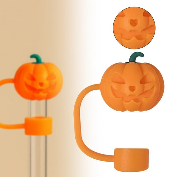 XJGHHSY 1 PCS Halloween Straw Cover Cap for Stanley Cup, Silicone Straw Topper for Stanley 30&40 Oz Tumbler with Handle, 10mm 0.4in Dust-Proof Reusable Straw Tips Lids for Halloween Gifts.,Orange