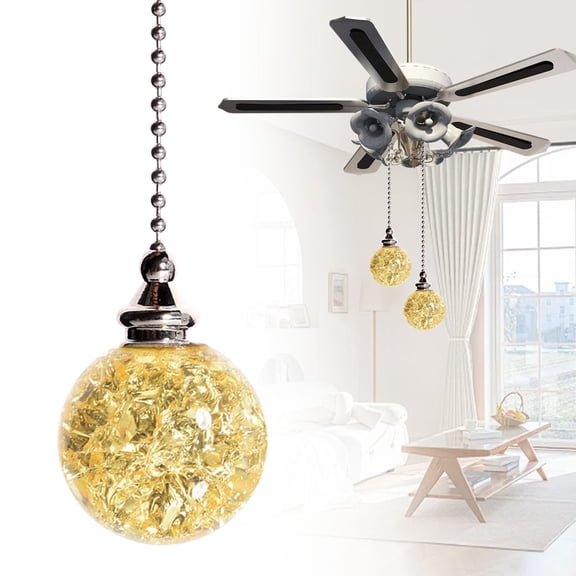 XJGHHSY 1 PCS Yellow Pull Chain Crystal Glass Ice Cracked Ball Pull Chain for Ceiling Fan Light Decoration 50cm Extension Chain,Yellow