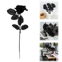 XJGHHSY 1 Pack Black Roses Artificial Flowers with Black Stems Silk Roses Fake Flowers Bouquet for Valentine Centerpiece Table Vase Home Inddor Kitchen Party DIY Decor,Black
