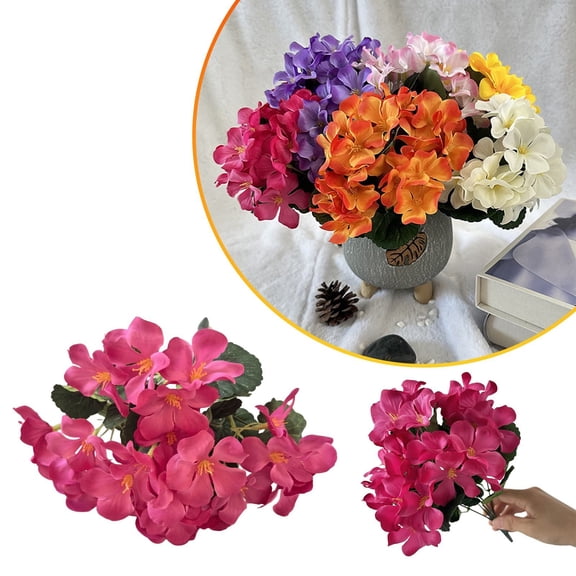 XJGHHSY 1 Pcs Artificial Geraniums Flowers Pink Silk Geraniums for Outdoors UV Resistant Artificial Geranium Bush Faux Flowers Plant for Planter Garden Home Decor Vase Table Centerpiece,Pink