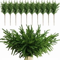 XJGHHSY 1 Pcs Christmas Norfolk Pine Branches, 18 inch Real Touch Artificial Norfolk Pine Branch Faux Cedar Pine Stem Fake Greenery Picks for Vase DIY Garland Wreath Home Decoration,Green