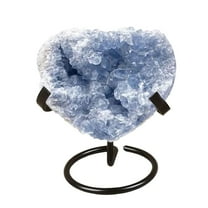 XJGHHSY 1 Pcs Metal Crystal Heart Stone Stand Crystal Ball Holder Rock Display Stand Mineral Specimen Display Easel Holder for Gemstones Fossils Agate Slabs Plates (1 x 2.36 x 2.56 inch),Black