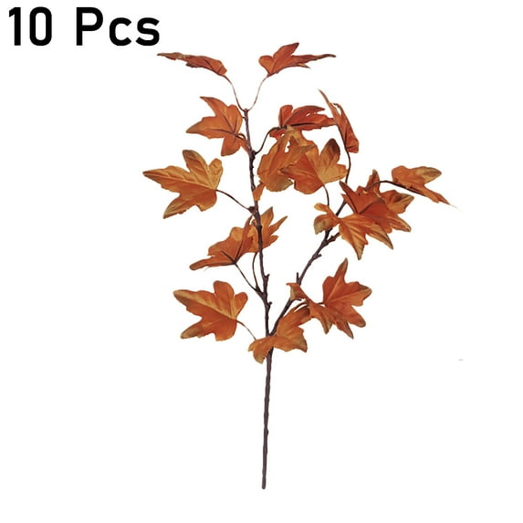 XJGHHSY 10 Pcs 9" Artificial Fall Branches Faux Long Maple Leaf Stems Autumn Fake Plants Burgundy Red Artificial Fall Greenery for Kitchen Table Floral Arrangement Fall Decoration,Z-Coffee*10