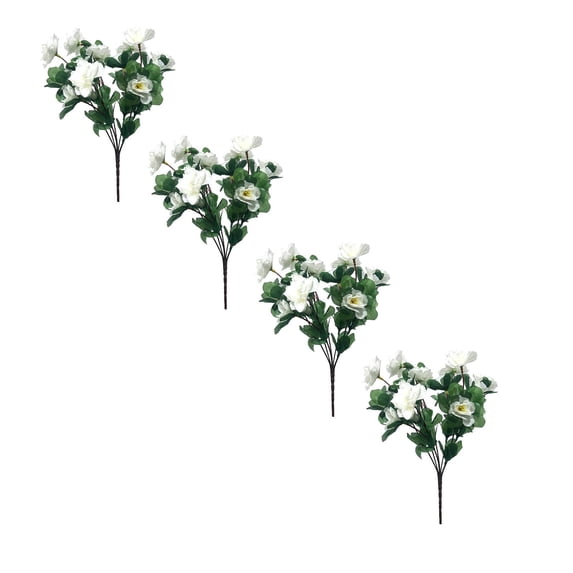 XJGHHSY 13.4” Artificial White Flowers, 4 Pcs White Camellia Flowers, Floral Stems for Vases, Faux Flowers for Centerpieces, Wedding, Home & office Decor,White