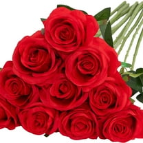 XJGHHSY 1pcs Ivory Roses Artificial Flowers Silk Fake Flowers Realistic Red Roses Bouquet Long Stem for Wedding Home Party Birthday Decoration,Red