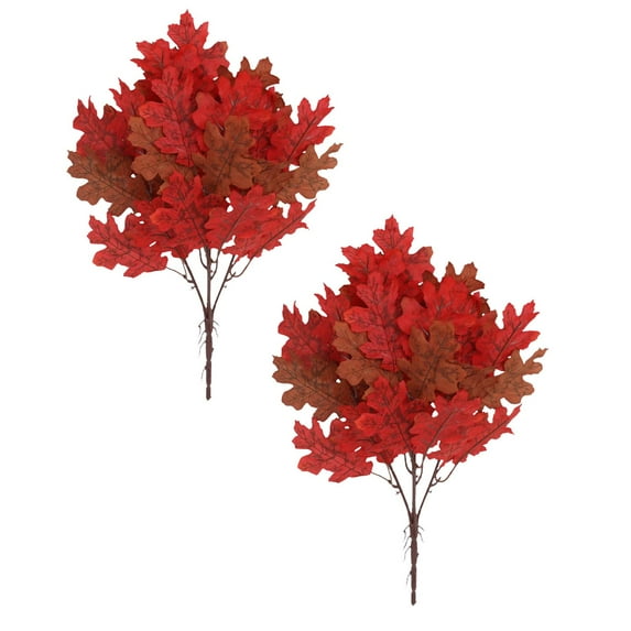 XJGHHSY 2 Bundles Fall Leaves Decor Artificial Maple Leaves Stems Branches Faux Fall Fake Autumn Leave for Thanksgiving Table Centerpieces Decoration,Style A-Red