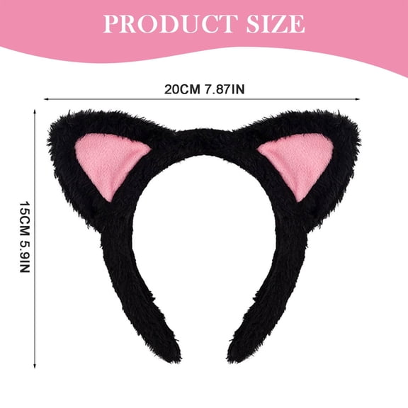 XJGHHSY 2 Pack Plush Cat Ears Headband Cute Cat Spa Headbands for Washing Face Makeup Skincare,Fluffy Animal Kitten Head Bands Hair Accessories for Women,Black+White