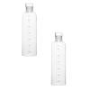 XJGHHSY 2 Pcs 17 oz Reusable Borosilicate Glass Water Bottle – Slim, Clear, Leakproof Bottle with Time Marker – BPA-Free, Double-Walled, Wide Mouth, for Hot or Cold Drinks, Motivational Gift,Pink