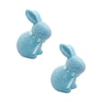 thumbnail image 1 of XJGHHSY 2 Pcs Glitter Easter Bunny Figurine - 9.2" Large Blue Sparkle Rabbit Statue with Satin Bow,Easter Table Centerpiece for Home,Balcony,Party Decor & Holiday Gifting,ZZ-PVC-Blue, 1 of 5