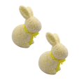thumbnail image 1 of XJGHHSY 2 Pcs Glitter Easter Bunny Figurine - 9.2" Large Yellow Sparkle Rabbit Statue with Satin Bow,Easter Table Centerpiece for Home,Balcony,Party Decor & Holiday Gifting,ZZ-PVC-Yellow, 1 of 5