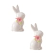 thumbnail image 1 of XJGHHSY 2 Pcs Mini Ceramic Rabbit Figurine,Porcelain Easter Bunny Decorations for Home,Tabletop ornament,Tea Ceremony Pet,White, 1 of 5