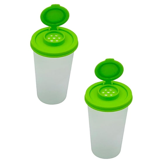 XJGHHSY 2 Pcs Salt and Pepper Shakers Moisture Proof Salt Shaker to go Camping Picnic Outdoors Kitchen Lunch Boxes Travel Spice Set Clear with colored lids Plastic Airtight Dispenser,Green