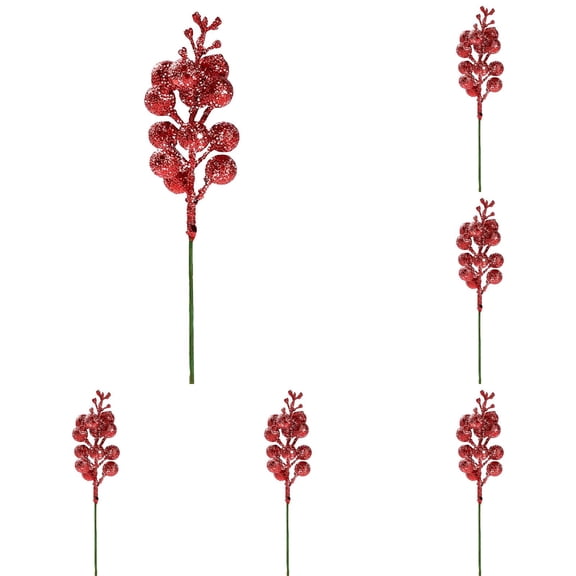 XJGHHSY 20 Pack 9 inches Glitter Artificial Berry Stems, 15 Berries per Stem, Christmas Tree Picks ornaments, DIY Xmas Wreath, Floral Arrangements Home Décor, Winter Wonderland Decoration,Red