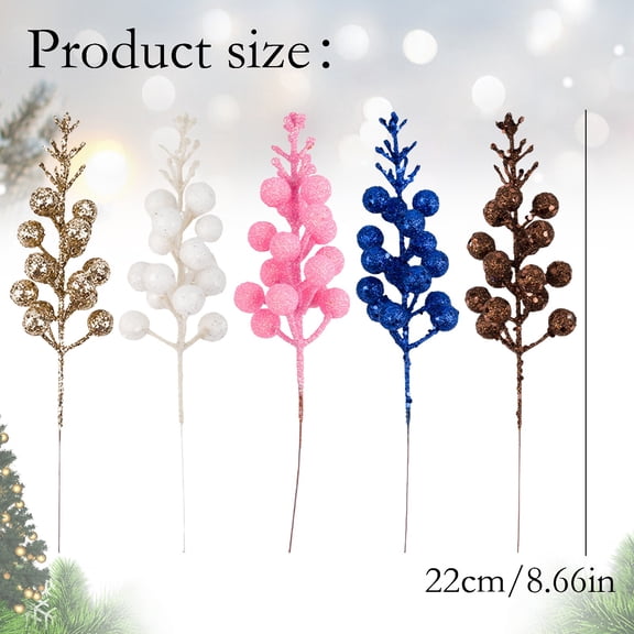 XJGHHSY 20 Pack 9 inches Glitter Artificial Berry Stems, 15 Berries per Stem, Christmas Tree Picks ornaments, DIY Xmas Wreath, Floral Arrangements Home Décor, Winter Wonderland Decoration,Brown