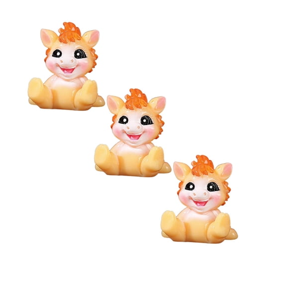 XJGHHSY 3 Pcs Mini Horse Figurines - 2026 Chinese New Year of the Horse Statues - Tiny Animal Models - for Micro Landscape Cake toppers ornament Decoration,Style F-Yellow