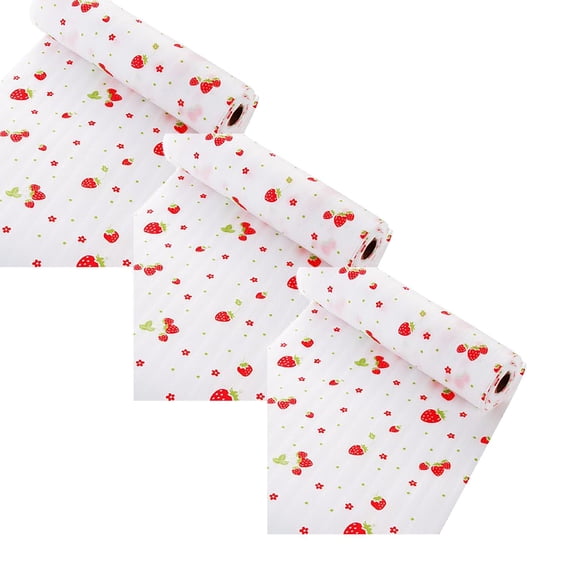 XJGHHSY 3 Pcs Shelf and Drawer Liner for Kitchen Cabinets, Non-Adhesive and Strong Non-Slip Strawberry Shelf Cabinet Drawer Liners for Kitchen, Waterproof Cupboard Liners,Easy to Clean,Red