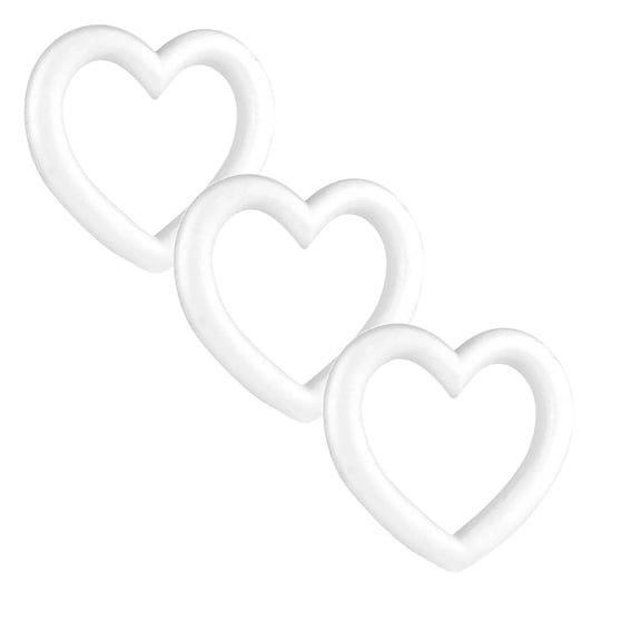 XJGHHSY 3 Pieces Heart Shaped Foam Polystyrene Foam Wreath Hearts for Crafts White Heart Wreath for DIY Craft Projects and Wedding Decorations,White