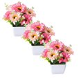 thumbnail image 1 of XJGHHSY 3 Potted Artificial Flowers Fake Flowers with Vase Faux Flowers in Pot,Spring Decor for Home office Floral Arrangement for Table Dinning Room Decoration Shelf Decor,Pink, 1 of 8