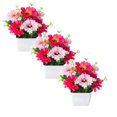 thumbnail image 1 of XJGHHSY 3 Potted Artificial Flowers Fake Flowers with Vase Faux Flowers in Pot,Spring Decor for Home office Floral Arrangement for Table Dinning Room Decoration Shelf Decor,Red, 1 of 8