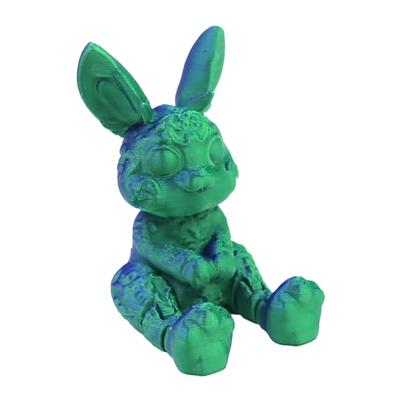 XJGHHSY 3D Printed Easter Bunny Figurines, Colorful Textured Rabbit Statues for Home office Desk Decor, Easter Basket Stuffers & Fidget toys Gifts for Friend & Adults,Green