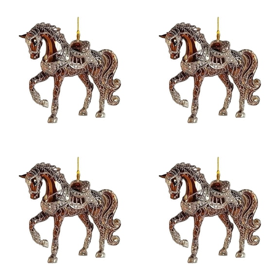 XJGHHSY 4 Pcs 2D Horse Christmas Ornament 2025, Horse Ornaments for Christmas Tree,Acrylic Horse Ornament, Horse Gifts for Women, Girls Horse Gifts for Horse Lovers,Style B-Brown*4