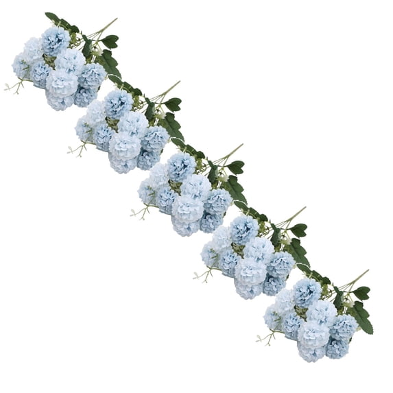 XJGHHSY 5 Bunch Blue Hydrangea Artificial Flowers, 5 Stems 10 Heads Flower Per Bunch, 13.8 Inch Faux Silk Hydrangeas for Home Wedding Table Centerpiece Decor,Blue