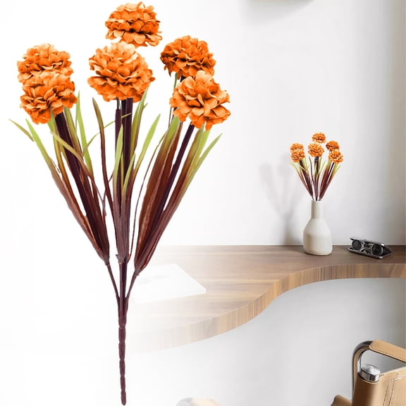 XJGHHSY 5 Bunch orange Hydrangea Artificial Flowers Bouquets, Bulk Silk Hydrangea Heads with Stems, Fake Hydrangeas Flowers Arrangement, Faux Floral Decor for Home Wedding Party,Orange