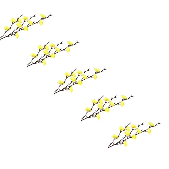 XJGHHSY 5 Pcs Artificial Yellow Plum Blossom Faux Flowers Silk Simulation Flowers Bouquet for Home Kitchen office DIY Hotel Vase Centerpieces Decoration,Yellow