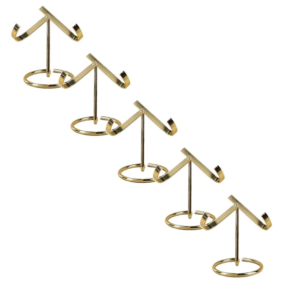 XJGHHSY 5 Pcs Metal Crystal Heart Stone Stand Crystal Ball Holder Rock Display Stand Mineral Specimen Display Easel Holder for Gemstones Fossils Agate Slabs Plates (1 x 2.36 x 2.56 inch),Gold