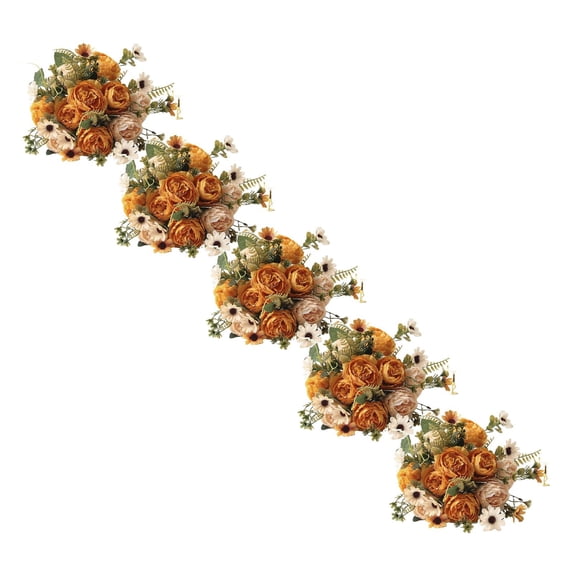 XJGHHSY 5 Pcs orange Peony Artificial Flowers Silk Peonies Bouquets for Wedding Party Table Centerpieces Floral Arrangement Home Kitchen Decor,Orange