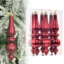 XJGHHSY 6 Pcs 6.7" Christmas Finial Drop ornaments Giant Shatterproof Plastic Christmas Ball ornaments Xmas Tree Topper Hanging Decorations for Holiday Xmas Decor,Red