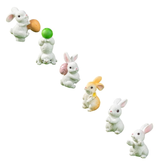XJGHHSY 9 PCS Mini Easter Bunny Figurines Mini Plastic Rabbits Easter Tiny Plastic Figurines Party Decoration for Spring Festival Celebration,White