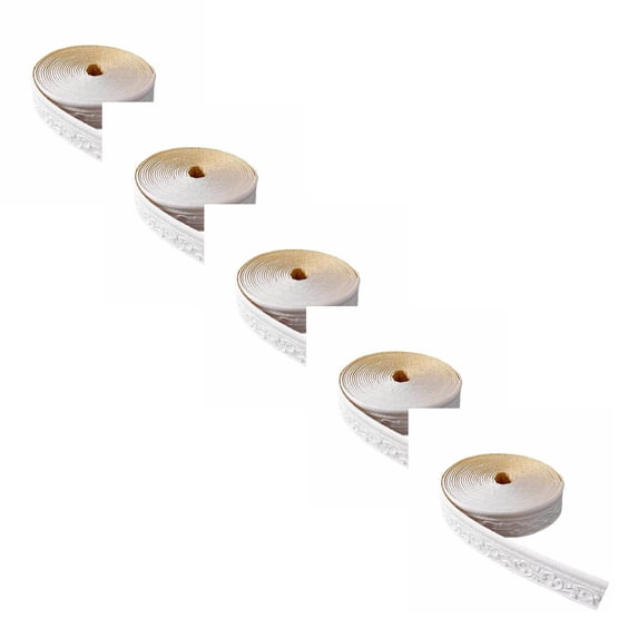 XJGHHSY 90 x 3.1in/5 Rolls Crown Molding Peel and Stick Foam White Self Adhesive Flexible Trim 3D Sticky Vintage Decorative Wallpaper Border Wall Edging Baseboard Mirror Border Lines DIY Decor,White