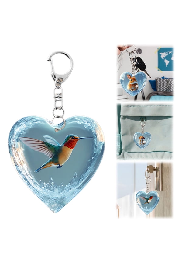 Acrylic Hummingbird Keychain Bird Gifts Jewelry for Women Girl Bag Purse Car Handbag Accessories Charms,Bird-Blue